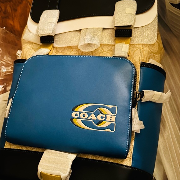 Coach Track Leather Block Signature Backpack Bag - Picture 7 of 7